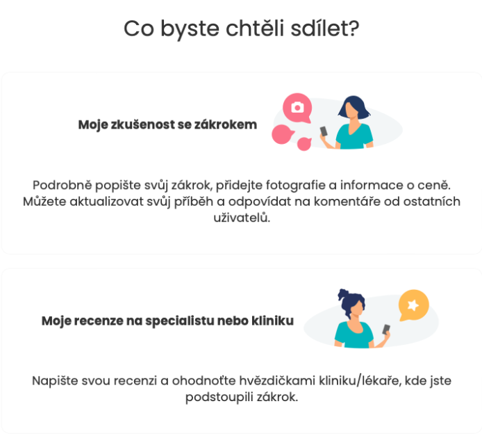 Ukázka typů recenzí, které můžete přidat